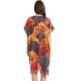 thumbnail image 3 of Trees Orange Autumn Women Swimsuit Cover up V Neck Beach Dress Short Sleeve Vacation Outfits Swimwear, 3 of 7