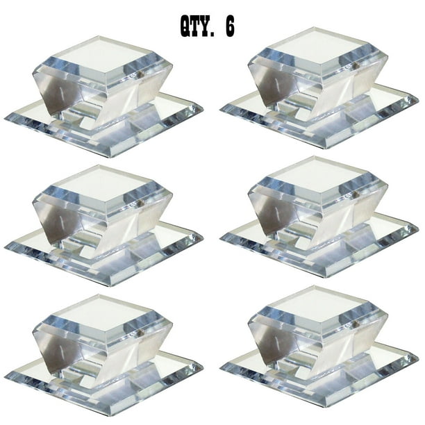 Clear Acrylic Beveled StickOn Mirror Knob 2" Square Pack of 6