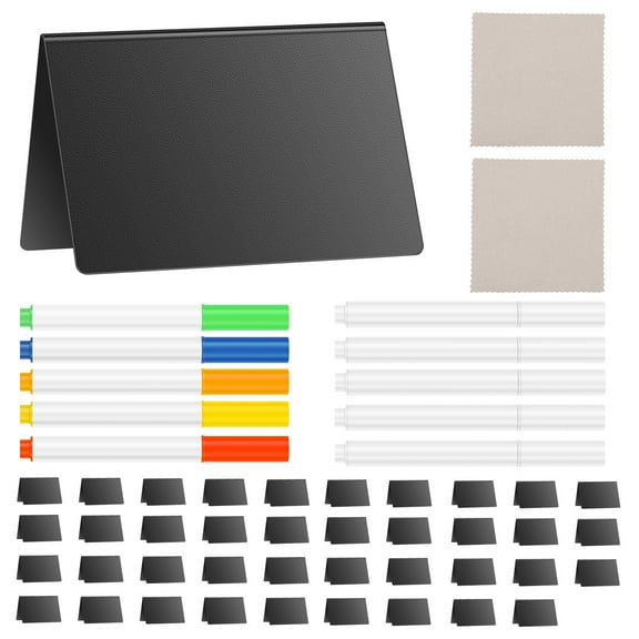 40Pcs Reusable Plastic Mini Chalkboard Sign Versatile Double Sided Chalk Board Food Label for Restaurant Cafe Office