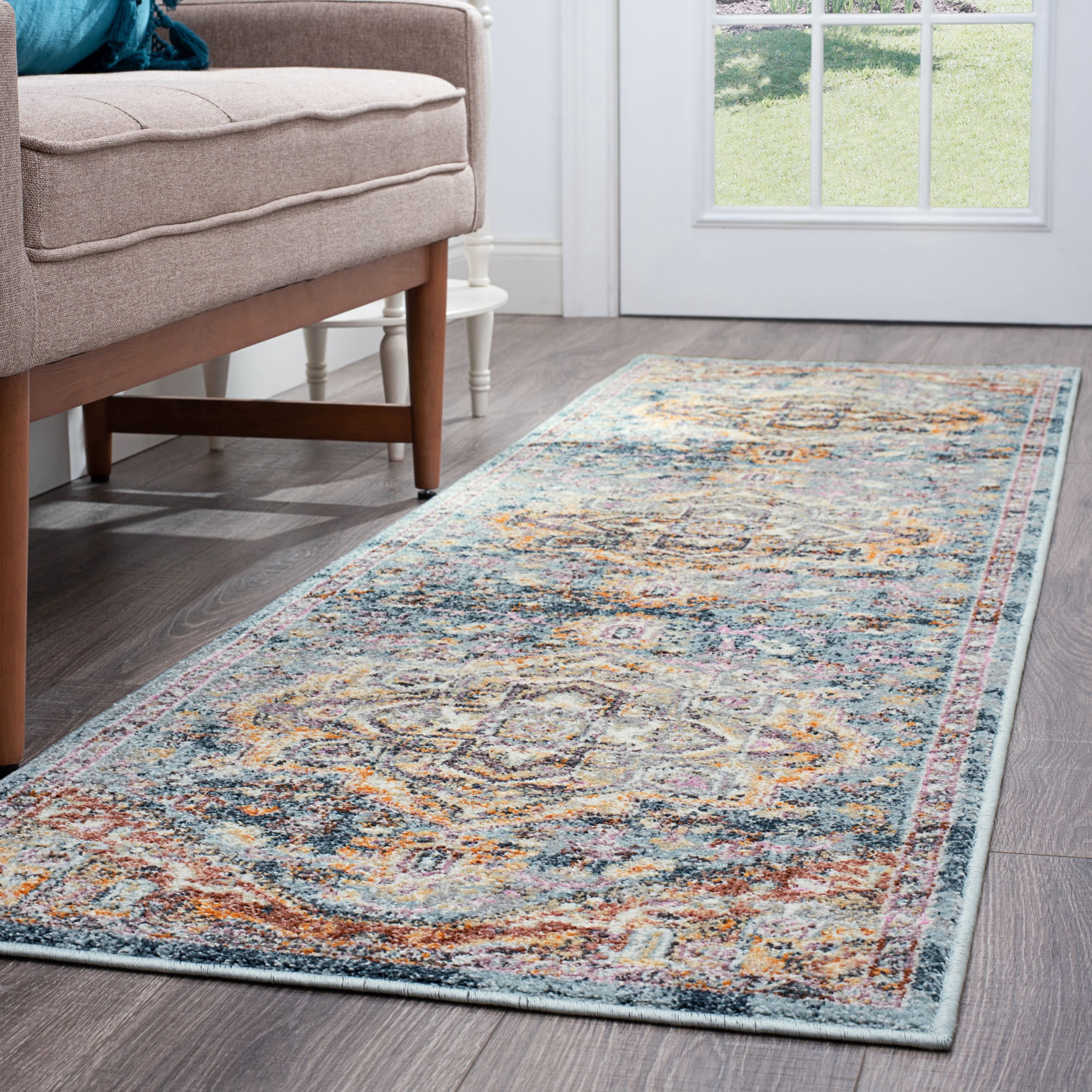2x8 Traditional Denim Runner Rugs for Hallway | Indoor Entry, Entryway, Walkway or Kitchen Rug 2'3'' x 7'10''