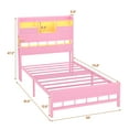 thumbnail image 5 of Twin Princess Bed with LED Light-Charging Station,Girl Platform Bed Frame Twin Size with 5 Storage Shelves-Under Bed Storage,No Box Spring Needed, Pink, 5 of 9