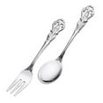 thumbnail image 2 of LEFU Vintage Gold Spoon Fork Cutlery Set, Stainless Steel Luxury Dessert Spoons, Embossed Relief Hollow Craft Coffee Tea Spoons, Retro Charm Table Setting, 12.6-12.9CM (silver, 2 Pieces), 2 of 8