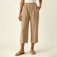 thumbnail image 5 of Edvintorg Capris for Women Lightweight Loose Elastic Waisted Wide Leg Casual Capri Pants Clothes for Women Khaki L, 5 of 6