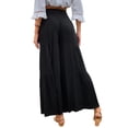 thumbnail image 3 of Frontwalk Summer Pants for Women Cotton Linen Palazzo Pants Boho Loose Wide Leg Trouser Solid Color Beach Loungewear, 3 of 3