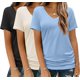 thumbnail image 1 of Camiseta HOTOUCH para mujer, cuello en V, manga corta, casual, x3, 1 of 5