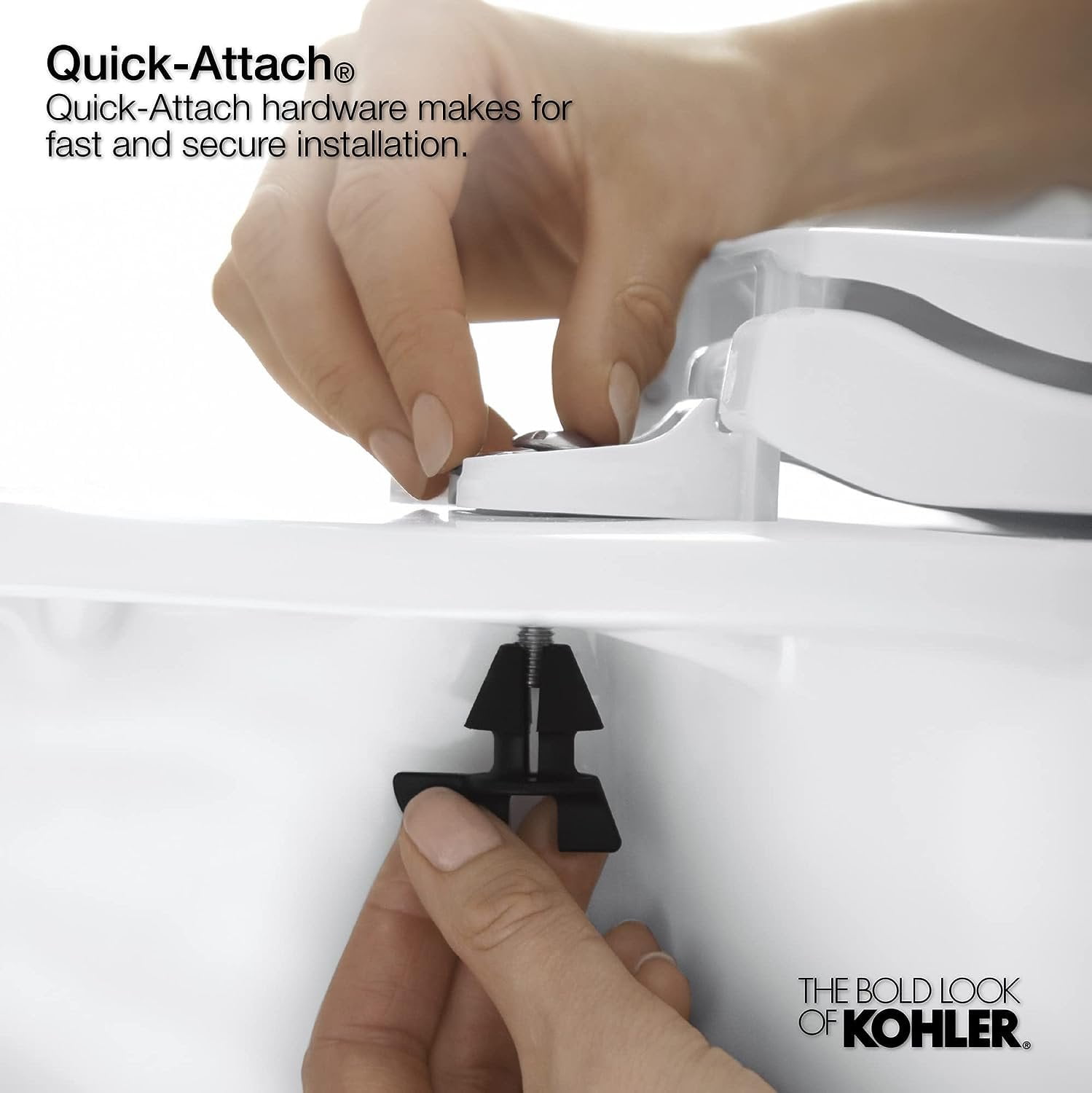 Kohler Cachet Quiet-Close Toilet Seat - Grip-Tight Bumpers - Round, Biscuit