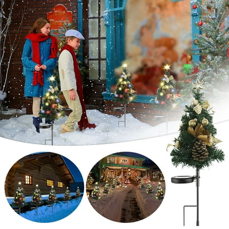 

JNGSA Solar LED Four-color Christmas Tree Floor Lights Outdoor Decoration Christmas Garden Lawns Garden Landscapes Lights