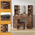 thumbnail image 3 of Kojooin 56" Farmhouse Vanity Set with LED Mirror, Power Outlet, Storage Shelves & 7 Drawers, Bedroom Dressing Table, 3 of 8