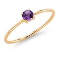 thumbnail image 2 of Gem Stone King 10K Yellow Gold Purple Amethyst Solitaire Engagement Ring for Women (0.16 Cttw, Round 3.5MM, Gemstone February Birthstone, Size 9), 2 of 4