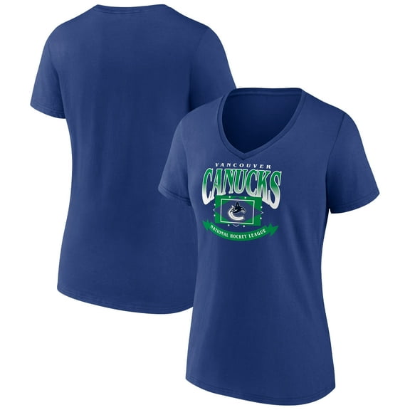 Women's Blue Vancouver Canucks Slapshot V-Neck T-Shirt