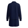 thumbnail image 6 of Mini Skirt Tennis Outfit for Women Solid Color Turn Down Collar Long Sleeve 2 Piece Suit Casual Athletic Jogging Skirt Navy L, 6 of 6