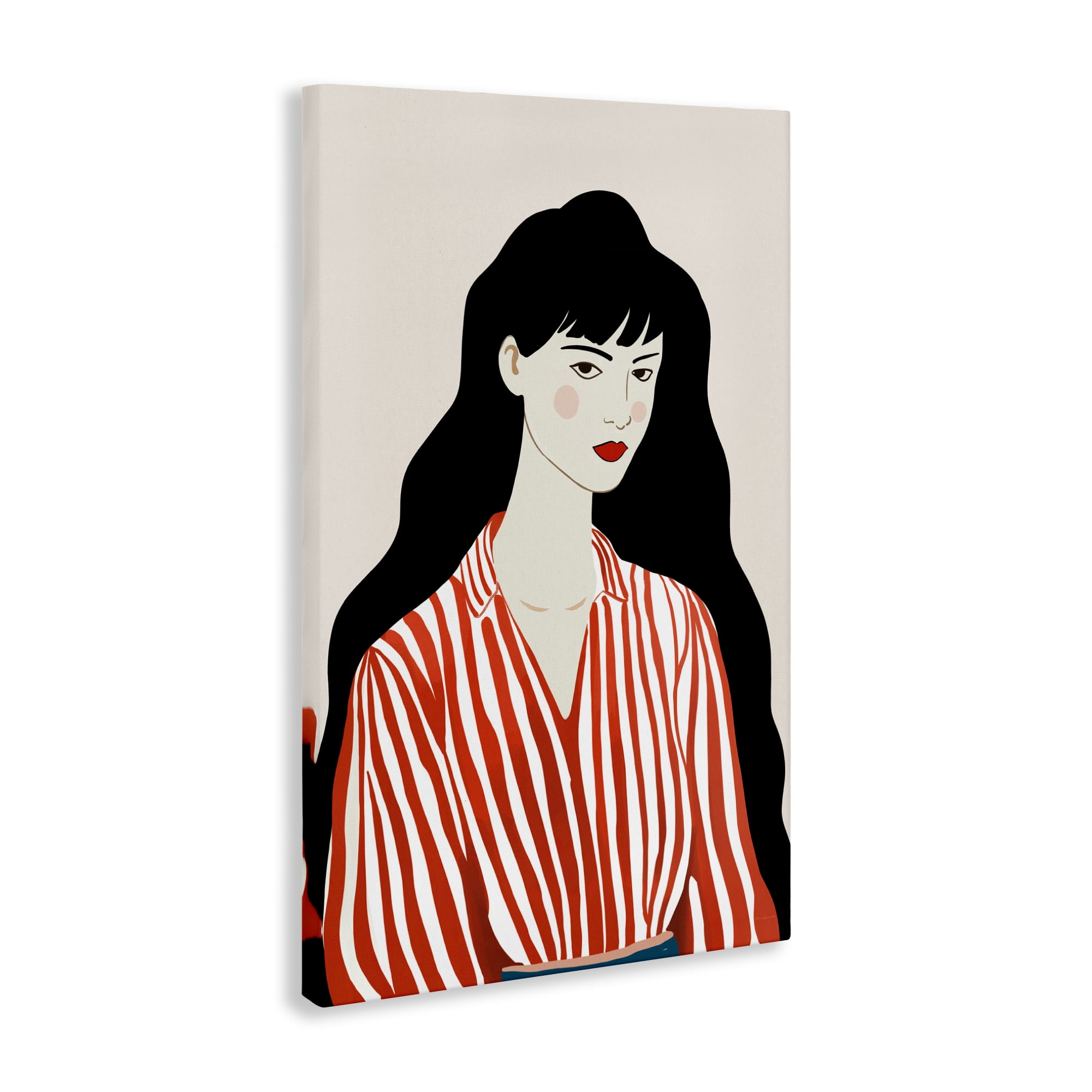 Stupell Industries Woman in Striped Blouse Canvas Wall Art, design by Omar Escalante