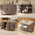 thumbnail image 2 of Euroco Farmhouse Kitchen Island Cart with Drop Leaf, Internal Racks, Lockable Wheels & Adjustable Storage, 2 of 6