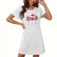 thumbnail image 1 of Camisón corto navideño para mujer, talla grande, cuello redondo, manga corta, estampado en el pecho, vestido de noche para mujer, 1 of 3