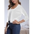 thumbnail image 2 of Women'S 3/4 Sleeve Cropped Cardigan Sweater Elegant Shrugs for Women White XXL, 2 of 5