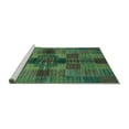 thumbnail image 2 of Ahgly Company Machine Washable Indoor Square Checkered Turquoise Blue Modern Area Rugs, 5' Square, 2 of 4