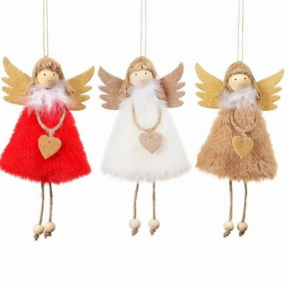 3 Packs Christmas Angel Girl Tree Ornaments, Cute Fairy Doll Pendant Xmas Hanging Decorations Tree Topper Decor Adorable Party Dolls for Halloween Xmas