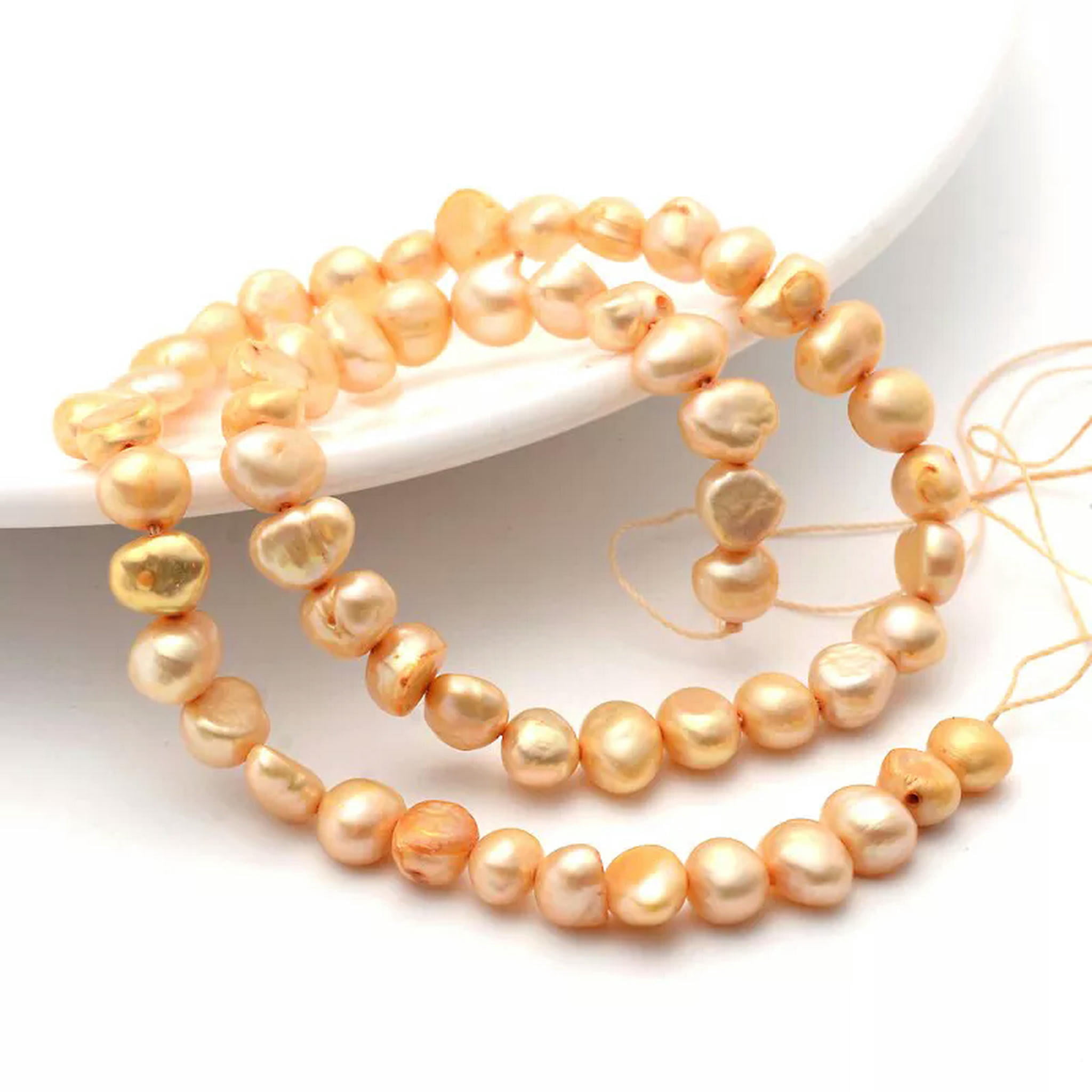 U8MO 10 Strand Mixed Natural Freshwater Pearl Beads Spacer Two Sides Polished 6-7mm