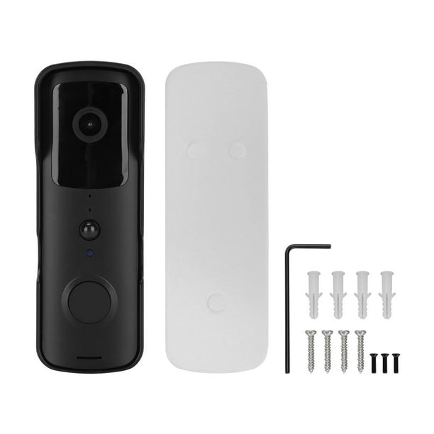 V30S Timbre de vídeo inteligente WIFI 1080P Visión nocturna HD Timbre de detección de movimiento para el hogar Negro