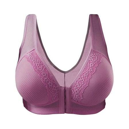 LISTHA Women s Front Closure Bra Plus Size Push Up Bra Post-Surgery Bra High Support Bra Easy Close Bras Lingerie Sports Bra Purple 44