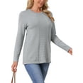 thumbnail image 4 of INSPIRE CHIC Women's Fall Winter Cozy Cable Knit Sweater Pullover Ribbed Loose Fit Casual Crewneck Top M Grey, 4 of 6