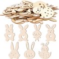 thumbnail image 4 of 70 piezas de madera en blanco Yuxing recortes de madera conejo de Pascua color madera, 4 of 5
