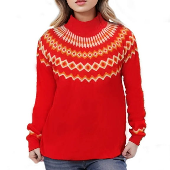 Lenpel Sweaters for Women Soft Mock Neck Long Sleeve Color Block Knit Pullover Tunic Tops Fashion Clothes
