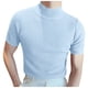 thumbnail image 1 of Camiseta de manga corta con cuello alto de punto para hombre - Diseño plisado de color liso, poliéster, informal/casual, lavable a máquina, 1 of 5