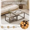thumbnail image 3 of Spaco Nesting Coffee Table Set (2 Pieces), Stackable Space-Saving Design, Rubber Wood Frame, Gray, 3 of 7