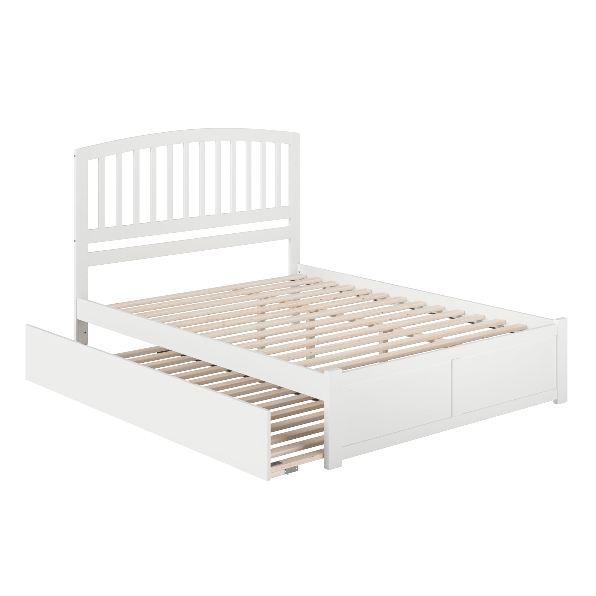 AFI Richmond Queen Wood Platform Bed with Headboard Footboard & Twin XL Trundle, White
