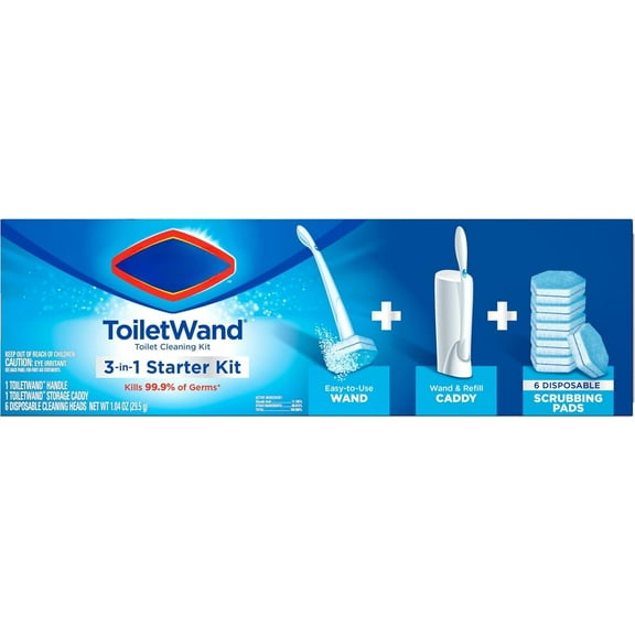 ToiletWand Toilet Bowl Cleaner- Toilet Brush, Storage Caddy and 6 Disinfecting Refill Heads