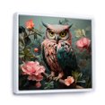 thumbnail image 2 of Designart "Blue and Pink Owls in Floral Forest II" Animals Framed Wall Art - Traditional Blue Owl Hallway Framed Wall Art Decor, 2 of 6