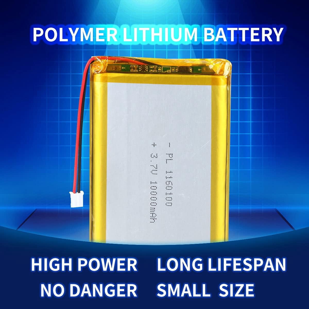 3.7V 10000mAh 1160100 Lithium Polymer Ion Rechargeable Lipo Battery with PH 2.0mm Pitch Connector