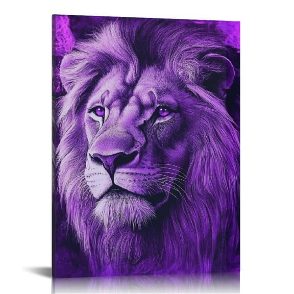 ZFLMY Lion Purple Art Modern Canvas Prints Wall Decor for Bedroom Home Living Room Office, 12x16/16x20 Inches 12x16in