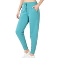 thumbnail image 3 of Women's Fleece Relax Fit Cropped Jogger Lounge Sweatpants Running Pants (Fleece Dusty Teal, X-Large), 3 of 4