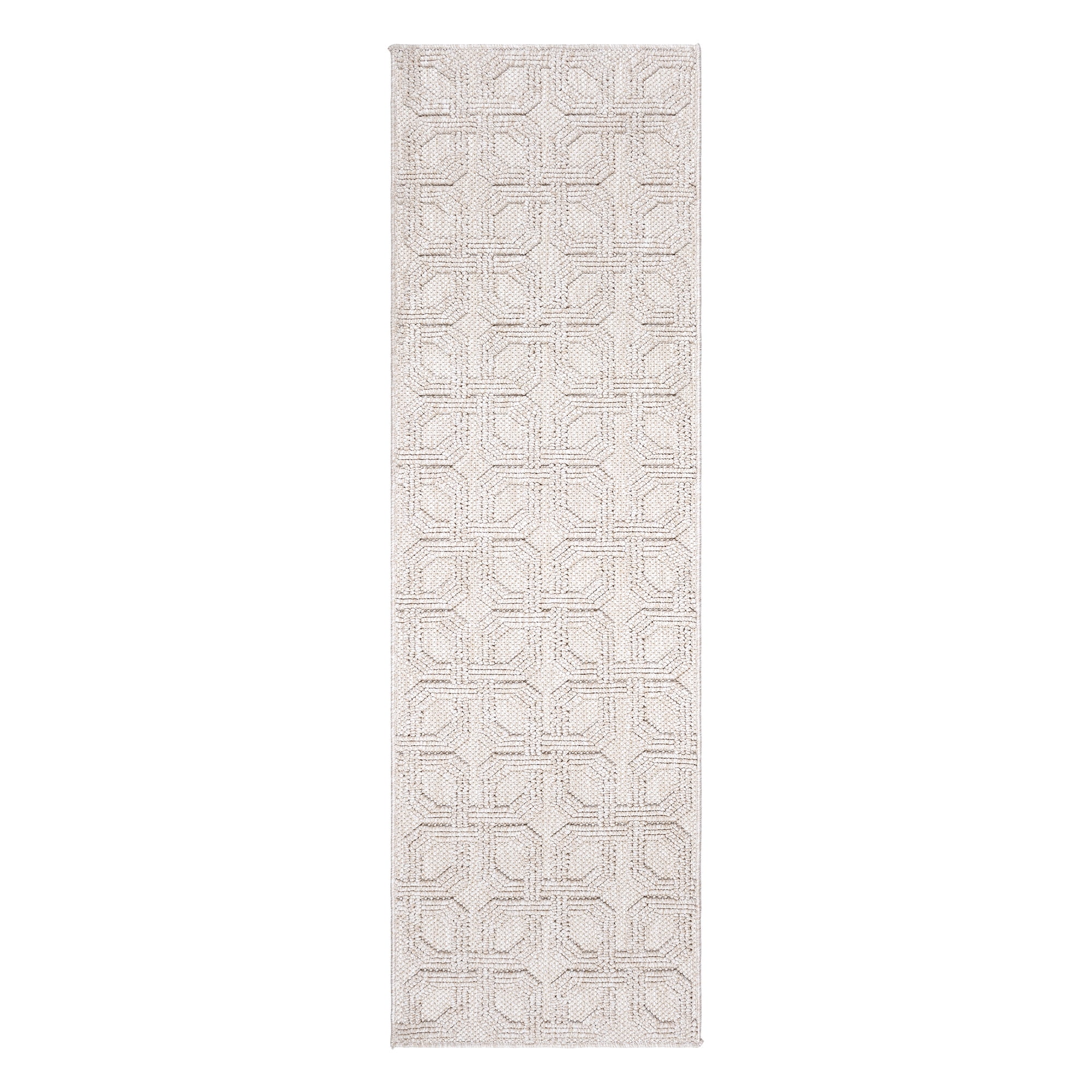 Gertmenian Malini Haley Beige Modern Geometric Tonal Polyester High-Low Indoor Area Rug, 2x8