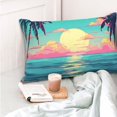 thumbnail image 4 of Balery Retro Palm Beach Sunset Funda de Cojín Estampada, Regalos para Mujeres, Regalos de Amor para Ella, Regalos para Novia o Esposa, Funda de Almohada-14"x20", 4 of 6
