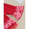 thumbnail image 5 of Bagilaanoe 2Pcs Baby Girl Valentine's Day Clothing Sets Toddler Heart Print Long Sleeve T-shirt Tops + Flare Trousers 12M 18M 24M 3T 4T 5T 6T Kids Pants Set, 5 of 8
