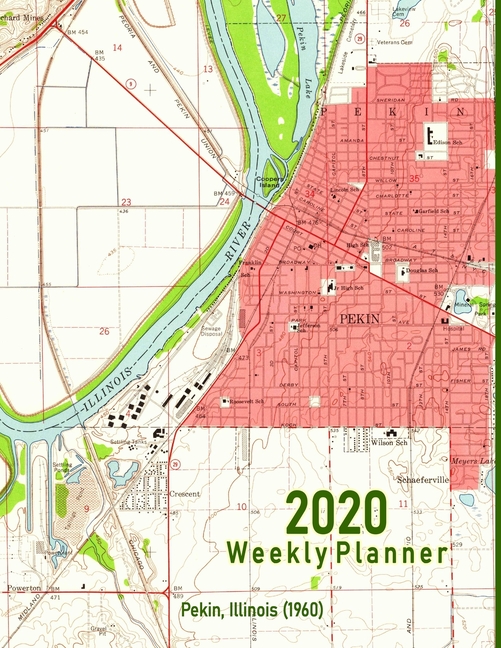 2020 Weekly Planner Pekin, Illinois Vintage Topo Map Cover Walmart