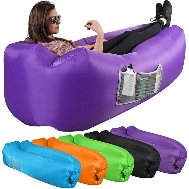 Canapé/sofa Gonflable Extérieur - Tissu en Nylon Robuste - Canapé de Camping, Plage, Extérieur avec Poches en Filet - avec Sac de Rangement