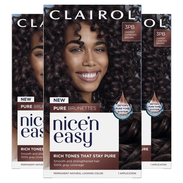 Clairol Nice'n Easy Pure Brunettes Permanent Hair Color Creme, 3PB