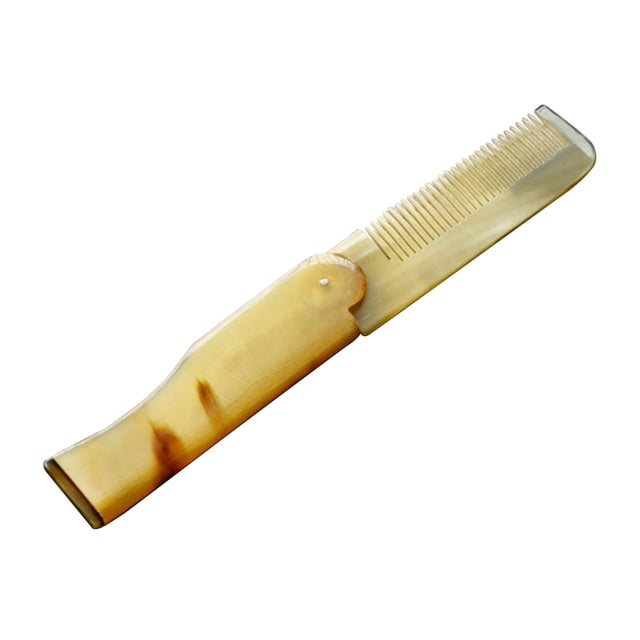 Peine de cuerno de buey natural, herramienta de pelo plegable portátil, peines de masaje saludable sin estática
