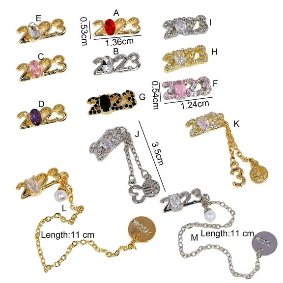 dianhelloya Nail Art Supplies 1 Pc/2 Pcs Nail Art Decoration Paste Easily Shining Exquisite Texture DIY Design Zircon 2023 New Year Nail Art Decor for Manicure (D)