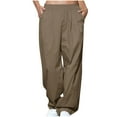 thumbnail image 1 of Womens Wide Leg Sweatpants Elastic Mid Waist Cargo Pants with Pockets Solid Color Lightweight Loose Joggers Trousers, 1 of 3