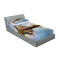 thumbnail image 2 of Ambesonne Colorful Fitted Sheet & Pillow Sham Set, Rainbow over Mountain, Twin, Multicolor, 2 of 2