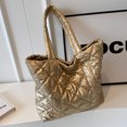 thumbnail image 4 of Bolso acolchado con entramado de diamantes para mujer, bolso de invierno de ocio para niña de gran capacidad (dorado), 4 of 8