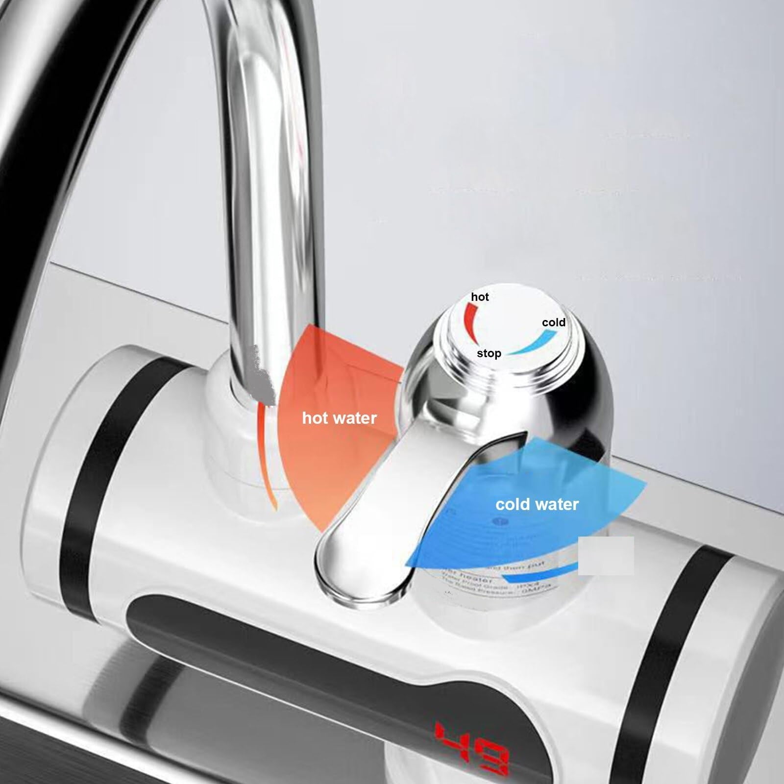 1x Electric Fast Heating Tap,110V Hot Water Heater Faucet,Instant Tankless Water Heater,Rotatable Bathroom Kitchen Heater Faucet,LED Digital Display Instant Hot Water Tap with Electric Fast Heating