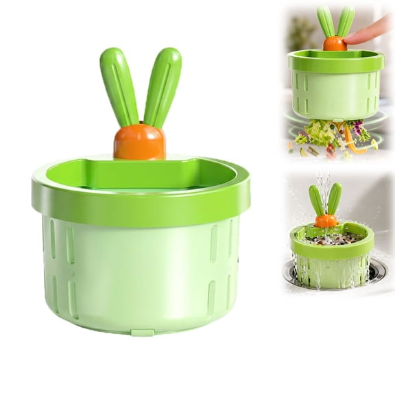 Cactus Sink Drain Strainer Basket, Press-to-Dump Kitchen Sink Filter, 3 Inch Food Residue Collector with One-Press Lifting Stopper(Green, 1PC)