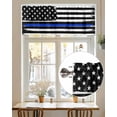 thumbnail image 2 of Patriotic Thin Blue Line Flag Kitchen Valances for Windows Police Enforcement Valance Curtains&nbsp; for Kitchen /Living Room/Bedroom/ Bathroom Decor, 54"x18 " ,Rod Pocket 1 Panel,, 2 of 7