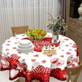 thumbnail image 5 of Valentines Day Tablecloth Round 60 Inch Red Heart Love Turck Table Cloths Circle Red and Back Plaid Table Cover Washable Wipeable Polyester Tabletop for Dining Kitchen Picnic Party Decor, 5 of 7